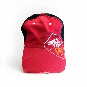 AS Roma 1927 Official Merchandise Red Black Distressed Adjustable Strapback Hat
